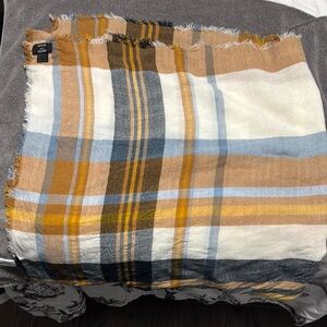 Plaid Scarf with Frayed Edges